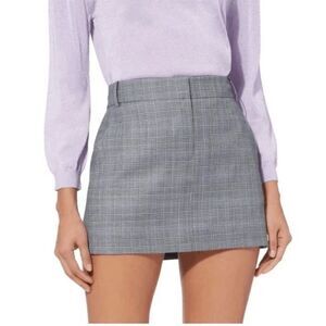Tibi Cooper Wool Silk Mini Trouser Skirt Preppy Houndstooth Plaid Fall Luxury